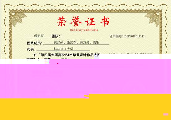 第四屆全國高校BIM畢設比賽一等獎證書 第四屆全國高校BIM畢設比賽一等獎證書